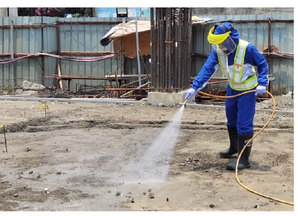 Pre-construction termite control treatment for building foundations
